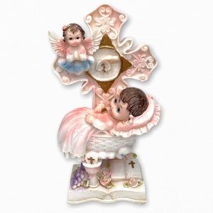 Pink Baby Baptism Statue Brand New